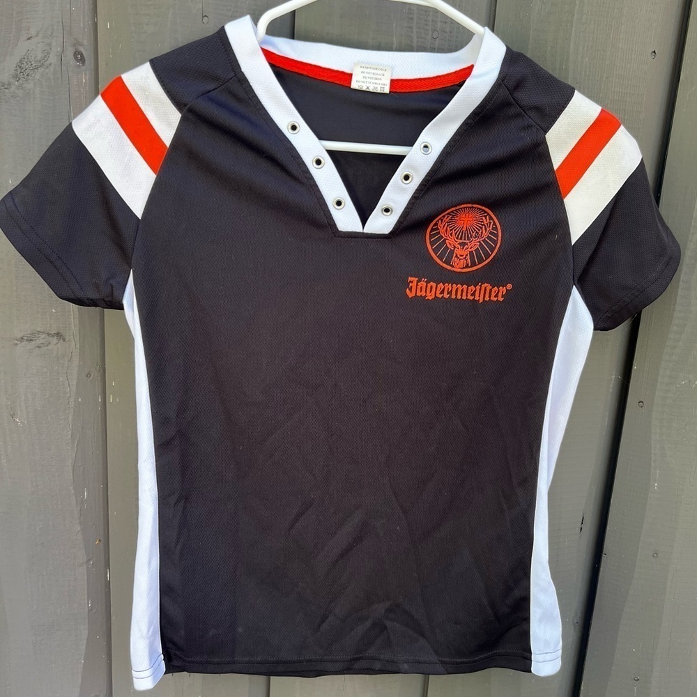 Jagermeister Athletic Jersey black orange white size small medium